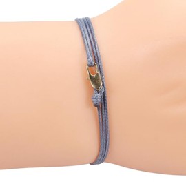 Triple k&s Dünnes Wickelarmband Herren & Damen mit Karabinerhaken Verschluss Handgefertigt - Maritimer Surferschmuck - Minimalistisches Stoffarmband - 100% Wasserfest & Verstellbar (Hellgrau)