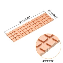 sourcing map Copper Heatsink 70x20x2mm with Thermal Pad and Rubber Ring for M.2 SSD Memory, PC, Laptop Cooler 1 Set