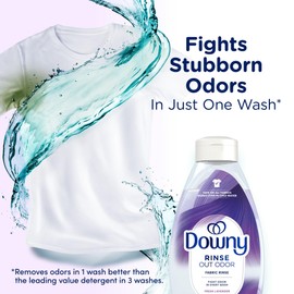 Downy RINSE & REFRESH Laundry Odor Remover and Fabric Softener, Safe on ALL Fabrics, Gentle on Skin, HE Compatible, Fresh Lavender, 48 fl oz (192 fl oz total)