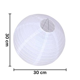 Hanli Pazar Round Paper Ribbed Lamp Shade Bamboo Style Lantern 30cm/ 12 inches 60 watts White