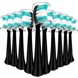 Cabezales de repuesto para cepillo de dientes compatibles con AquaSonic Black Series Vibe Series, diseño de forma curvada plantado con cerdas de nailon (negro)