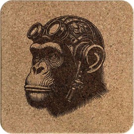 'Steampunk Gorilla' Square Cork Trivet/Pot Stand (TR00025892)