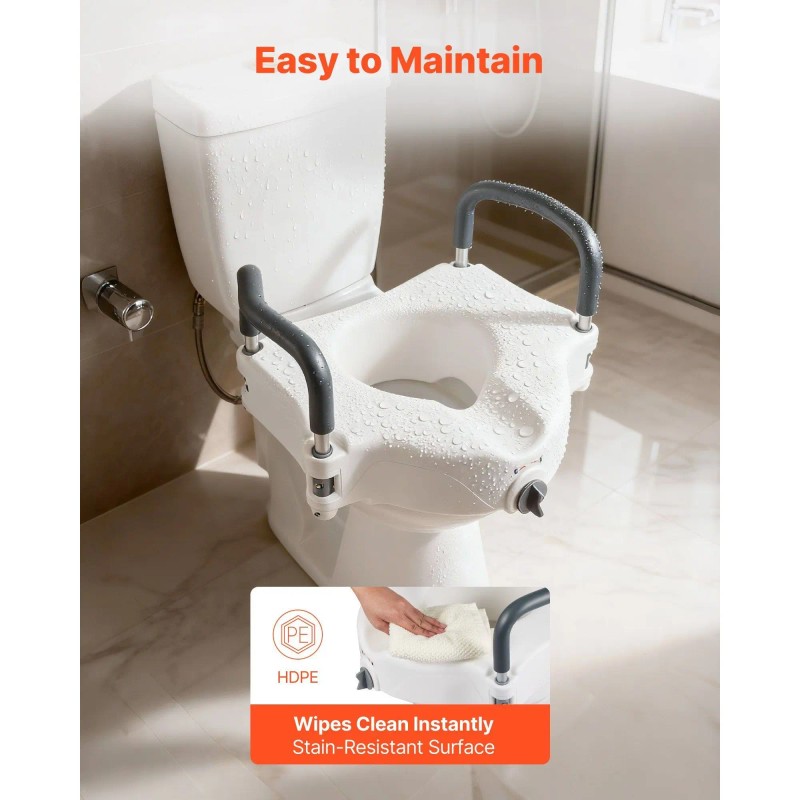 300 Lbs Load Capacity 5-Inch Lift Height Widened Commode Elevated