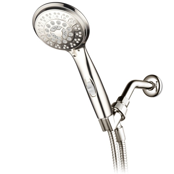 HotelSpa 9-Setting Luxury Brushed Nickel Hand Shower with Patented On/Off Pause Switch