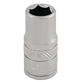 Draper 16511 1/4" Square Drive Micro Satin Chrome Metric Socket, 7 mm Size