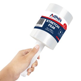 ADHES Handheld Stretch Film, 100mm x 150m, Heavy Duty Plastic Wrap for Packaging, Moving, and Storage