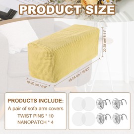 uxcell 2pcs Couch Arm Covers, Armchair Sofa Arm Covers with Twist Pin, Anti-Slip Furniture Protector Slipcovers for Chairs/Sofas, Beige