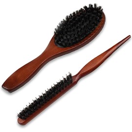 Boar Bristle Teasing Hair Brush Wooden Teasing Comb for Women,2Pcs Wooden Bristle Hair Brush Boar Bristle Brush Slick Back Hair Brush,Wooden Boar Bristle Brush Slick Back Hair Brush Bristle Hair Brush