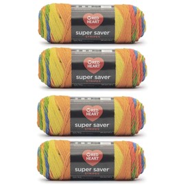 Bulk Buy - Red Heart Super Saver Rainbow Yarn - 4 Pack of 141g/5oz - Acrylic - 4 Medium (Worsted) - 236 Yards - Knitting/Crochet