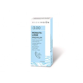 MAGNIVISION Monatslinse Premium, weiche Kontaktlinsen für -4,00 dpt., Kontaktlinse mit Silikon-Hydrogel-Material und UV-Filter für lange Tragezeiten, ohne Konservierungsstoffe