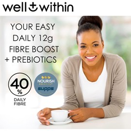 12g Soluble Fibre Supplement, 40% NHS Daily Intake, 3in1 Fibre Powder : Inulin Acacia FOS (Fructooligosaccharides) Well Within Prebiotics for Gut Health (200g Bag, 30 x 6g Fiber) Pre Biotic Drink