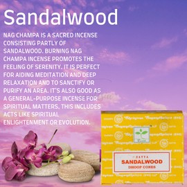 Satya Sandalwood Incense Cone x4 pack, used for Aromatherapy, Spa, Yoga, Weddings, Reiki, Meditation, Healing by SAMASIA