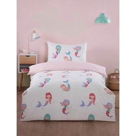 Rapport home Little Mermaids Toddler Duvet Cover Set Soft Microfibre, 180 Thread Count, Non-Iron Fabric for Easy Care, Perfect for Kids’ Rooms