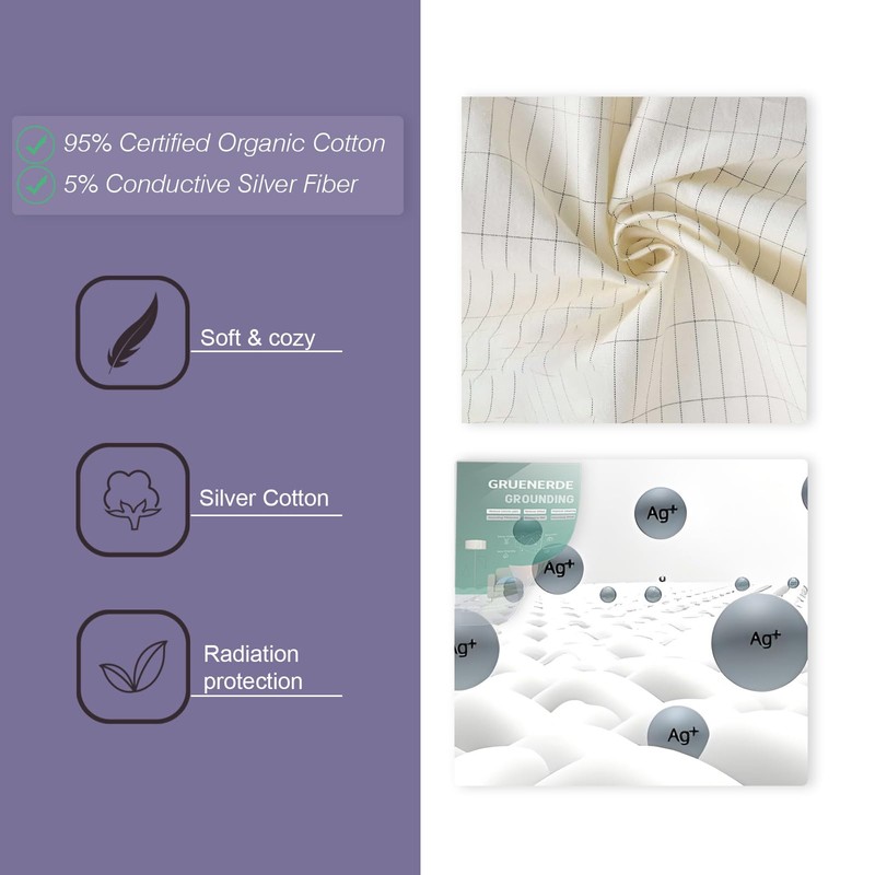 Grounding Pillowcase with 15ft Grounding Cord Conductive Silver Fiber Grounding
