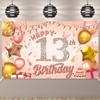 Pinenuts Happy 13th Birthday Banner Rose Gold Birthday Party Decorations