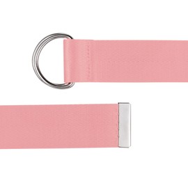 Elerevyo Ladies' Double D-Ring Buckle Belt Women Canvas Solid Color Belt Adjustable Waist Belts One Size Pink