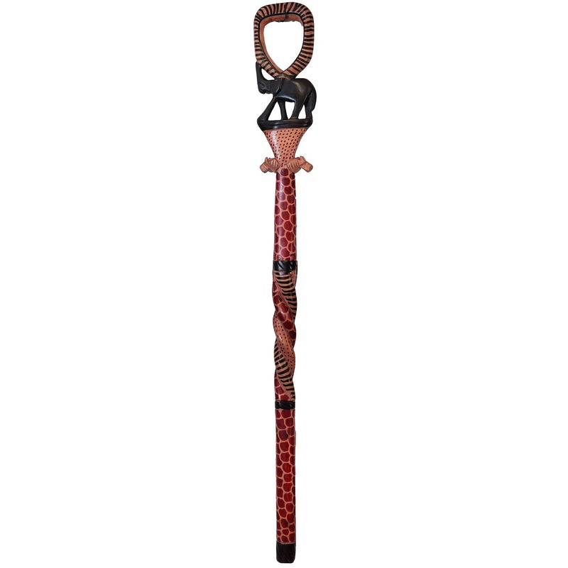 African Wood Decorative Walking Stick (Hand Made in Kenya) (Elephant
