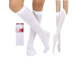 HAJRA® 3 Pairs Women's Pop Socks Knee High Trouser White Socks. Opaque Nylon Microfibre Girls Trouser Pop Socks Ladies’ Trouser Socks Breathable with Com-fort One Size UK (4-7)