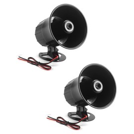 QWORK Electric Siren Horn, 2 Pack DC 12V Security Loud Wired Alarm Siren for Home Alarm System Security and Protection, 110 dB