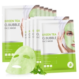 Green Tea Face Sheet Mask Skincare, Deep Cleansing Bubble Facial Masks, Hydrating Face Masks for All Skin Types - Cleanses & Hydrates Skin, Daily Facial Sheet Mask for Women and Men, Pack of 10