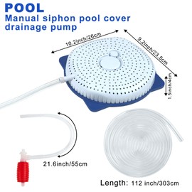YEXEXINM Pool Cover Water Siphon Pump Kit, Automatic Removal for Above Ground Swimming Pools Cover Drain Pump with Hose & Pump for Above Ground Swimming Pools, Covers, & Hot Tubs Winterizing Kit