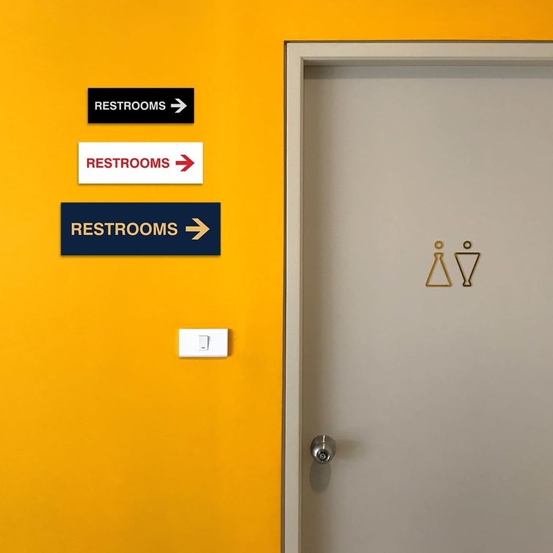 Signs ByLITA Basic Restrooms Right Arrow Directional Sign (Brushed Silver)