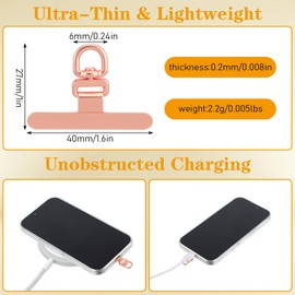 XLIUAX 2 Pcs 360° Rotatable Phone Tether Tab, Stainless Steel Cell Phone Lanyard Patch Ultra-Thin Universal Lanyard Pad(Pink)
