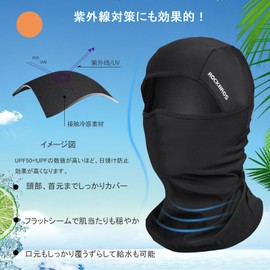 ROCKBROS Balaclava Face Mask, For Summer, Face Cover, Balaclava, Sun Protection, Cold Feeling, Repeatedly, Washable, Bike Mask, Keeps Your Breathless, UV Protection, Cycling, Running, Skiing, Outdoor