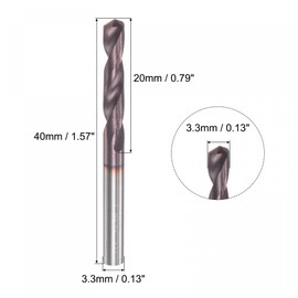 uxcell Carbide Twist Drill Bits 3.3mm, DIN K45 Tungsten Carbide AlTiSin Coated Jobber Drill Bits Straight Shank Drilling Cutter for Stainless Steel Alloy Steel