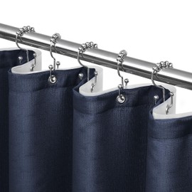 Lameirose Shower Curtain and Liner Set with 12 Double Sided Shower Curtain Hooks, 3 in 1 Shower Curtain Set, Cloth Shower Curtains for Bathroom,Waterproof, Navy Blue 72" W*72" H