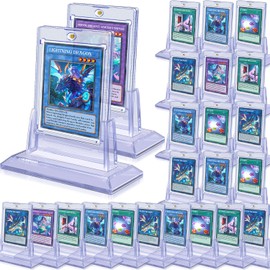 Portatarjetas magnéticas de 24 quilates para tarjetas de intercambio, 35 unidades de acrílico con 24 soportes para tarjetas, protector de tarjetas, plástico duro, apto para tarjetas MTG y deportivas