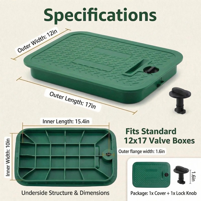 Bekecidi 12x17 Inch Sprinkler Valve Cover - Heavy Duty Rectangular