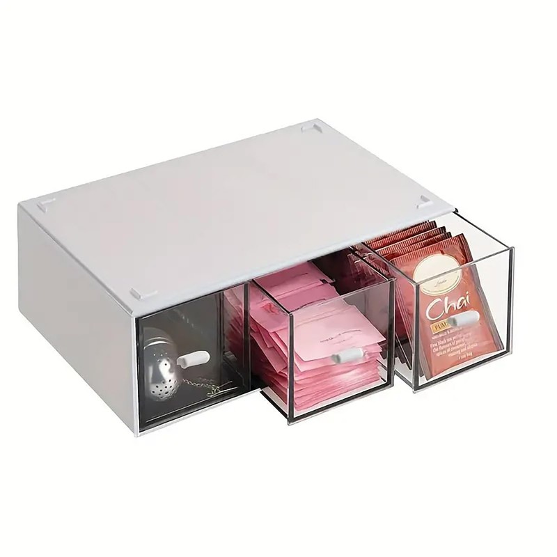 AIMALL Compact Drawer Storage Organizer, Clear Plastic Desktop Box, 9"