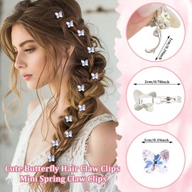 Oblihumoy 20Pcs White Butterfly Hair Clips for Women Cute Rhinestone Small Hair Clips Elegant Sparkly Girls Hair Accessories for Wedding Prom Birthday Party Daily Wear