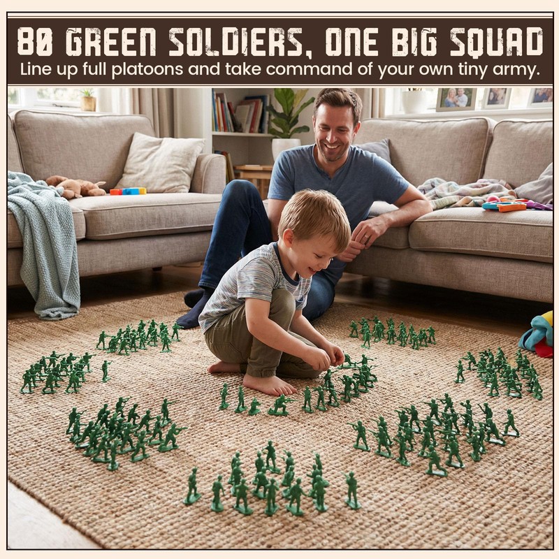 3 otters 80PCS Green Army Men Classic, 2-Inch Toy Soldiers,