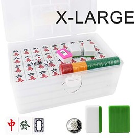 X - Juego grande de 144 azulejos de guangdong chino, 1.5 x 1.2 x 0.9 pulgadas, juego de juego fácil de leer, juego completo, regalo/cumpleaños (Mah-Jongg, Mah Jongg, Majiang) (verde zacate)