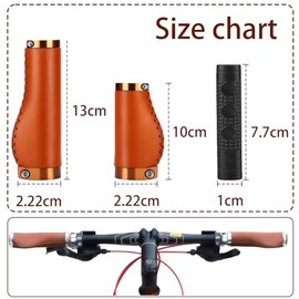 Bicycle Grips Set of 4 (2 Leather + 2 Non-Slip) Aluminium Double Lock Ergonomic & Shock Absorbing 22 mm for MTB/BMX/Road Bike/E-Bike/City Bike/Scooter