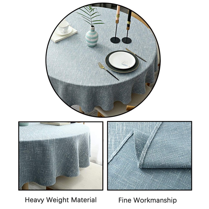 Heavy Round Tablecloth, Decorative Plain Tablecloth, Cotton Linen Tablecloth for