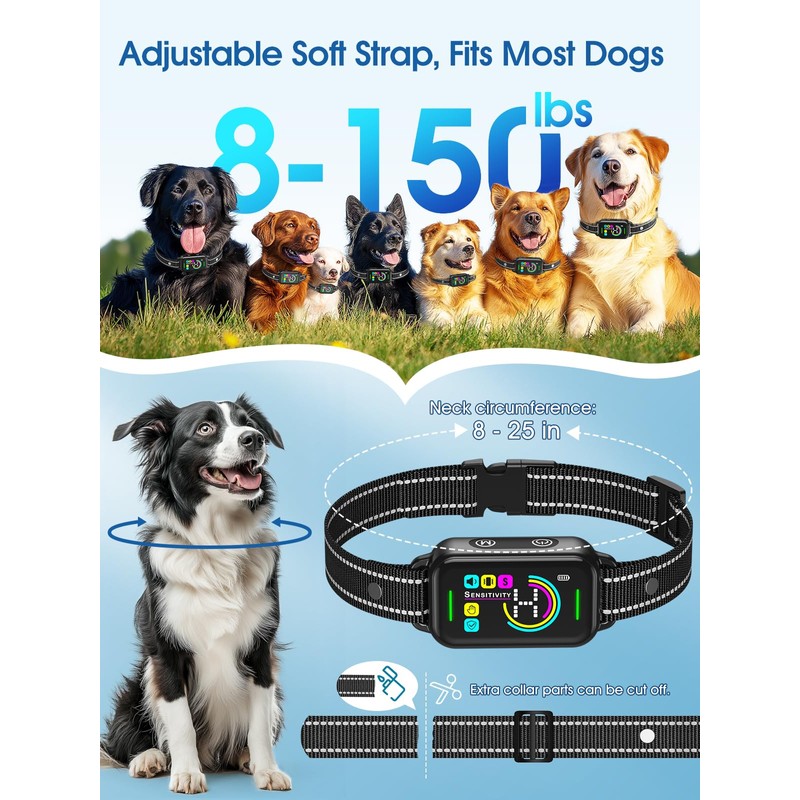DINJOO Dog Bark Collar for Large/Medium/Small Dogs | Rechargeable Smart
