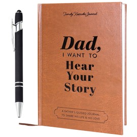 Dad, I Want to Hear Your Story: Father’s Guided Journal to Share His Life & His Love, Journal Book for Recording Life, Black Gold Foil Lettering, Leather Wrapped Hardback, Portable Journal (Brown)