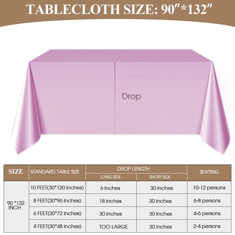 Aocoz Rectangular Tablecloths 90x132 Inch 2 Pack Pink Polyester Washable