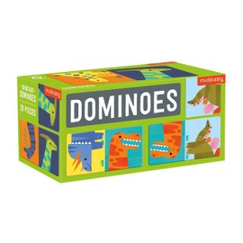 Mudpuppy - Juego de dominó Gigante de Dinosaurios para niños, Juego a Juego para Edades de 3 a 8 años, Incluye 28 dominó Jumbo de Doble Cara