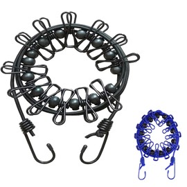 LeTradeJP Laundry Rope, Clothesline for Travel, with 12 Clips, For Camping, Travel, Laundry Dryer, Elasticity, 6.9 ft (1.8 m), Windproof, Stretchable, Portable, Travel, Camping, Indoor, Outdoor, Rainy