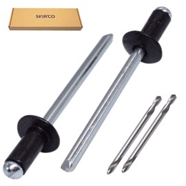 SKIR'CO Pack of 600 blind rivets painted 3.2 x 8 mm, aluminium pop rivets, drill included (jet black RAL 9005)