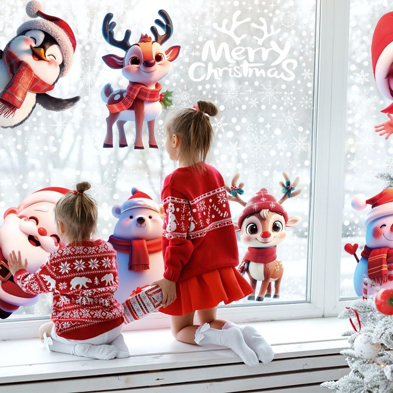 DERAYEE Christmas Window Decoration, Large Window Decoration, Snowflakes Window Decoration