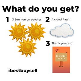 3 pcs Sun Patches Iron on - You are My Sunshine Patch - Astrology Patches - Sunshine Iron on - Sun Patches for Jackets - Vibrant Color Represents Excitement and Optimism - Easy to Apply