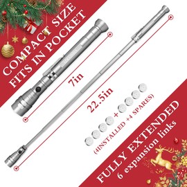 LOCONHA Magnetic Pickup Tool with LED Lights, Telescoping Magnet Flashlight, Cool Gadget Birthday Gifts Christmas Day Gifts for Men, Handyman, Husband, Boyfriend, Him, Father, Dad (1 Pack Silvery)