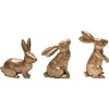DN DECONATION Golden Polyresin Bunny Decor Rabbit Figurines, Easter Bunny Statue Set of 3 for Spring Tabletop Decor