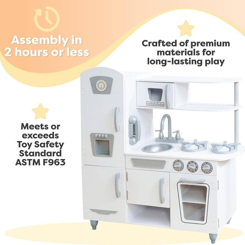 KidKraft Vintage Wooden Play Kitchen with Pretend Ice Maker and