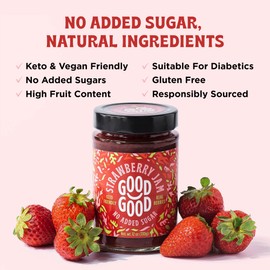 Good Good Sweet Strawberry Jam - Low Calorie, Low Carb & No Added Sugars - Keto Friendly Jelly - Vegan - Gluten Free - Preserves - 12 Ounce (Pack of 3)